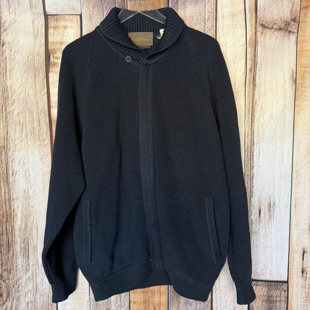 Paul Stuart Shawl Collar Knit Sweater Jacket Cardigan Quiet‎ Luxury Old Money XL